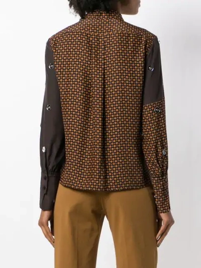 Shop Chloé Embroidered Contrast Print Shirt In Brown