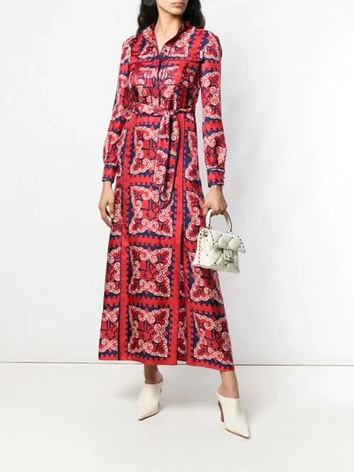 Shop Valentino Bandana Print Dress In Red
