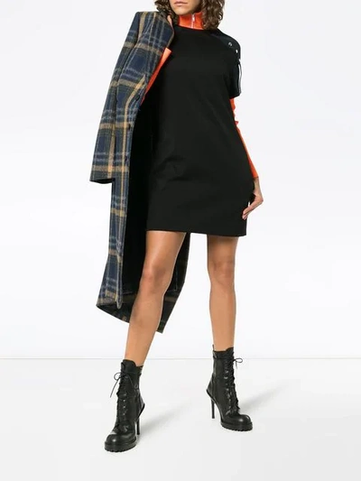 Shop Calvin Klein 205w39nyc Popper Sleeve Cotton Dress In Black