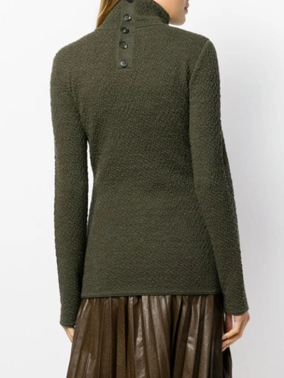 Shop Victoria Beckham Textured Knit Roll Neck Sweater - Green