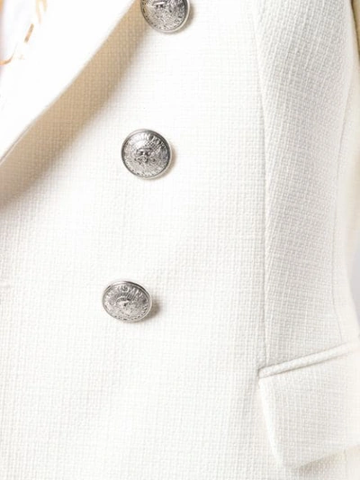 Shop Balmain Button Embellished Blazer In White