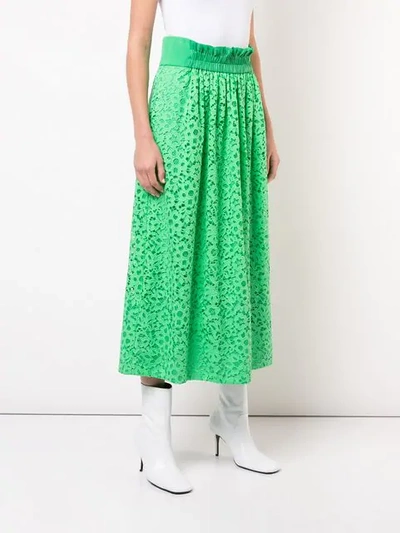 Shop Tibi Lace Midi Skirt In Green