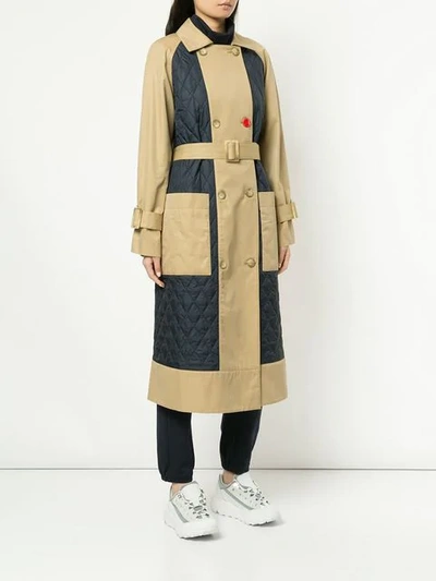 Shop Tibi Quilted Trench Coat In Brown