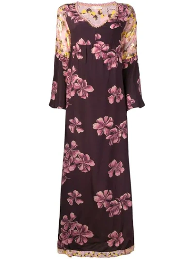 Shop Anjuna Floral Print Maxi Dress In Purple