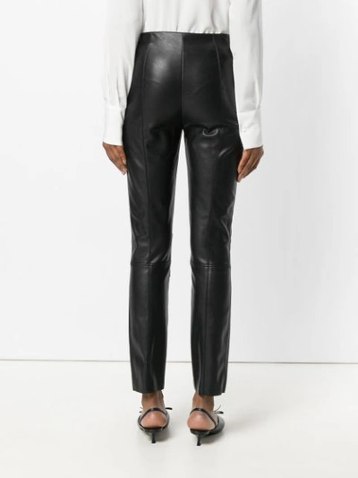 Shop Pinko Faux Leather Skinny Trousers In Black
