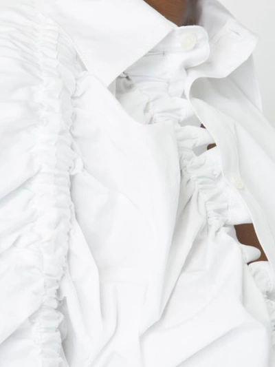 Shop Rokh Ruched Asymmetric Shirt - White
