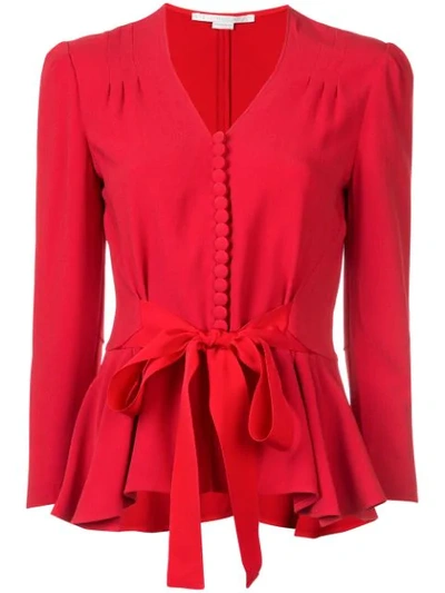 Shop Stella Mccartney Tie Waist Buttoned Blouse - Red