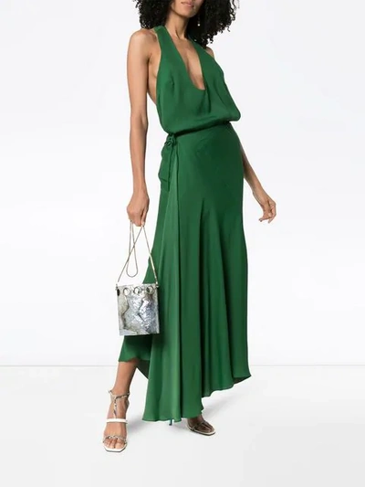 Shop Haider Ackermann Halterneck Crepe De Chine Maxi Dress In Green