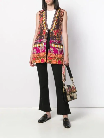 Shop Etro Floral Print Woven Vest In Brown