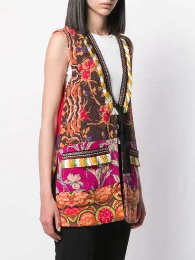 Shop Etro Floral Print Woven Vest In Brown