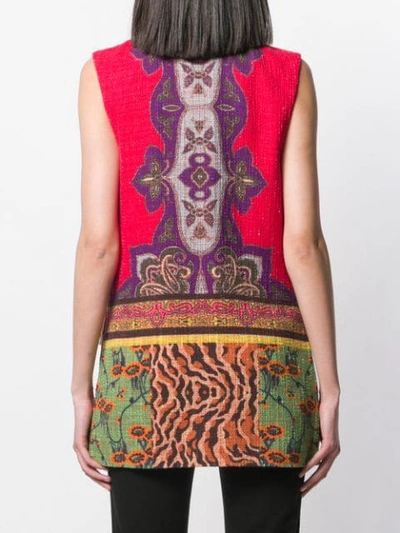 Shop Etro Floral Print Woven Vest In Brown