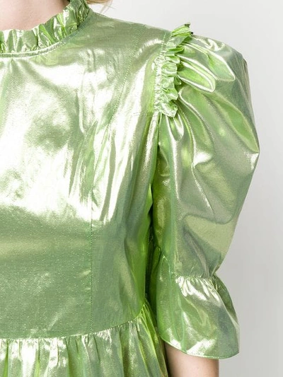 Shop Batsheva Flared Bell Sleeve Dress In Green