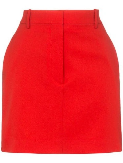 Shop Calvin Klein 205w39nyc Side Stripe Wool Mini Skirt In Red