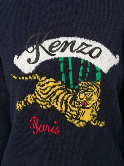 Shop Kenzo Bamboo Tiger Knitted Sweater - Blue