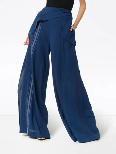 Shop Roland Mouret Argott Wide-leg Silk-blend Trousers In Blue