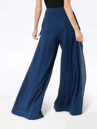 Shop Roland Mouret Argott Wide-leg Silk-blend Trousers In Blue