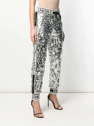 Shop Dolce & Gabbana Sequin Embellished Trousers In Silver