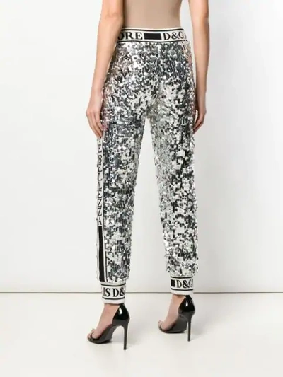 Shop Dolce & Gabbana Sequin Embellished Trousers In Silver