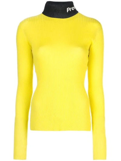 Shop Proenza Schouler Pswl Logo Knit Long Sleeveturtleneck Top In Yellow