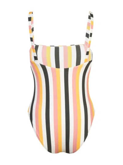 Shop Asceno Striped Swimsuit In Yellow