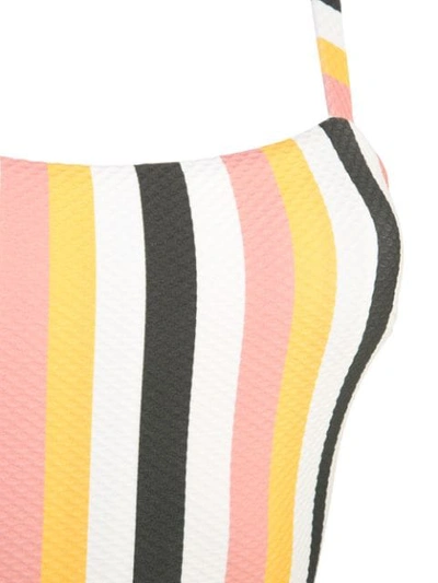 Shop Asceno Striped Swimsuit In Yellow