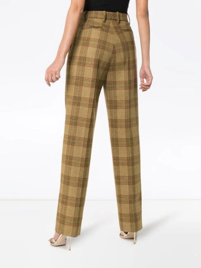Shop Gucci Checked Wool Trousers In 2797 Brown