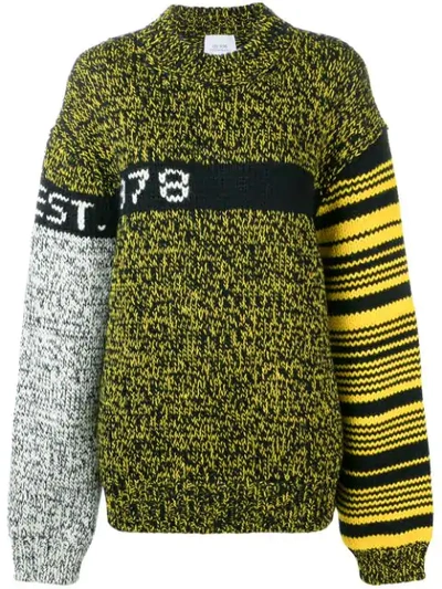 Shop Calvin Klein Jeans Est.1978 Colour Block Oversized Jumper In 099 Black Yellow Melange