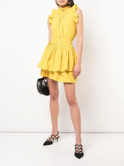 Shop Ulla Johnson Tiered Gathered Skirt In Yellow