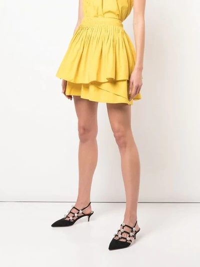 Shop Ulla Johnson Tiered Gathered Skirt In Yellow
