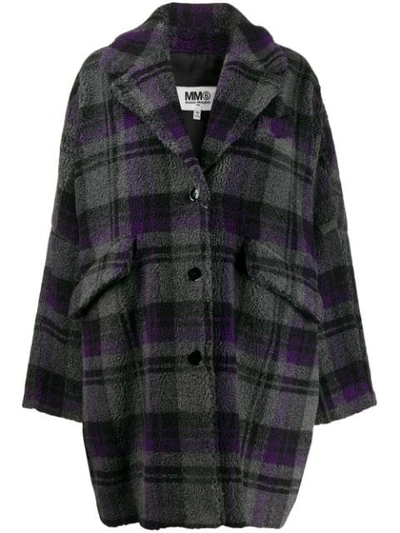 Shop Mm6 Maison Margiela Checked Coat In 001f Dark Checked