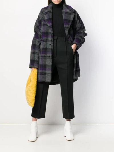 Shop Mm6 Maison Margiela Checked Coat In 001f Dark Checked