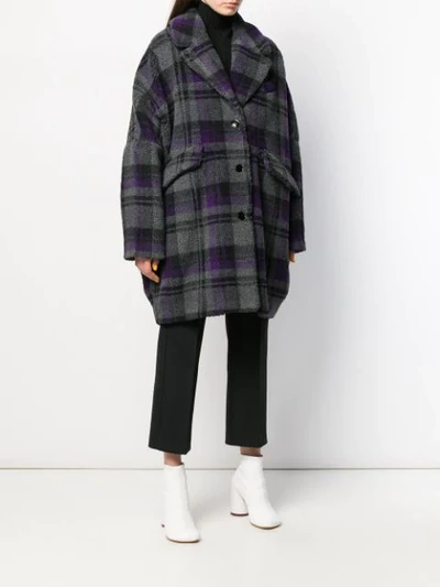 Shop Mm6 Maison Margiela Checked Coat In 001f Dark Checked