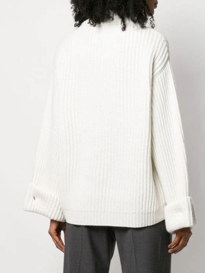 Shop Brunello Cucinelli Ribbed Knit Sweater In White