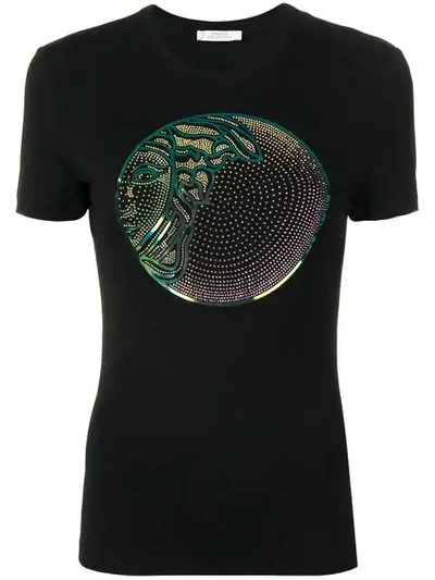 Shop Versace Collection Half-medusa Studs T-shirt - Black