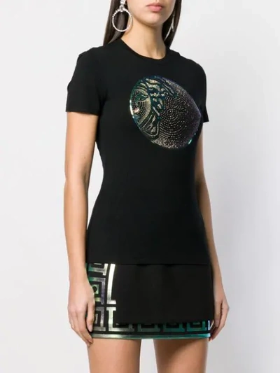 Shop Versace Collection Half-medusa Studs T-shirt - Black