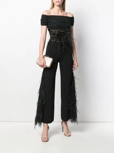 Pre-owned Valentino Feather Embellished Trousers & Top In Black