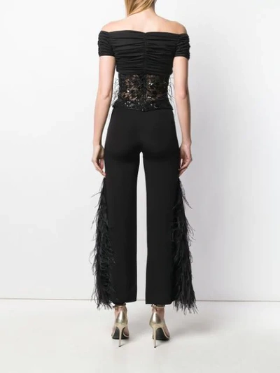 Pre-owned Valentino Feather Embellished Trousers & Top In Black