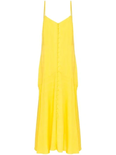 Shop Mara Hoffman Diana Button-down Maxi Dress In Yellow