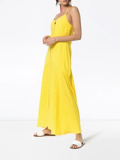 Shop Mara Hoffman Diana Button-down Maxi Dress In Yellow