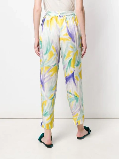 Shop Forte Forte Printed High Waisted Trousers In Yellow