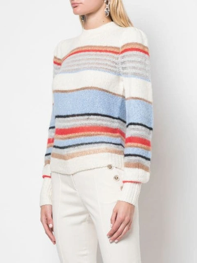 Shop Veronica Beard Striped Knitted Jumper In White