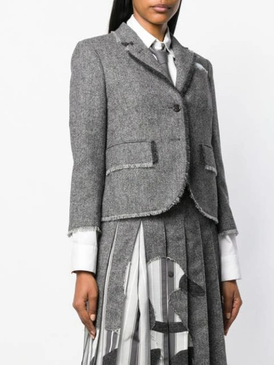 Shop Thom Browne Frayed-edge Sports Jacket In Grey