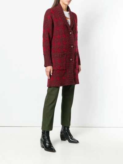 Shop Antonia Zander Long Buttoned Cardigan - Red