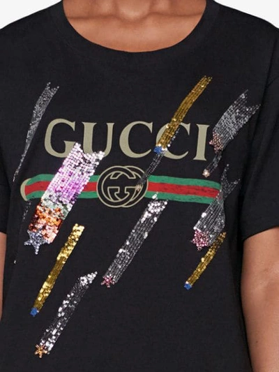 Shop Gucci Logo T-shirt With Shooting Stars In Black