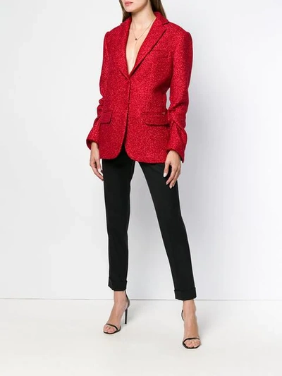 Shop Styland Gathered Sleeve Blazer In Red