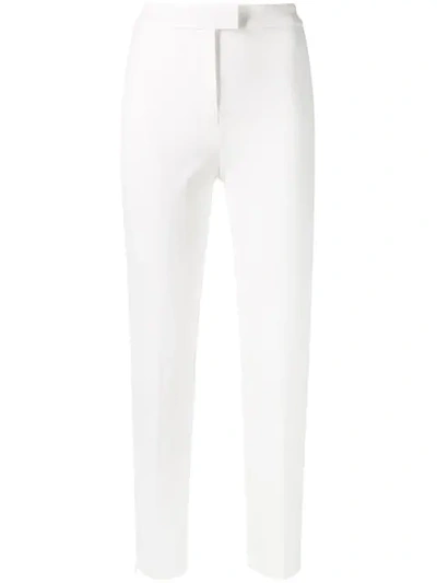 Shop Pinko Cropped Slim Fit Trousers In White