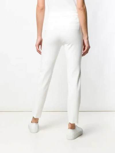 Shop Pinko Cropped Slim Fit Trousers In White