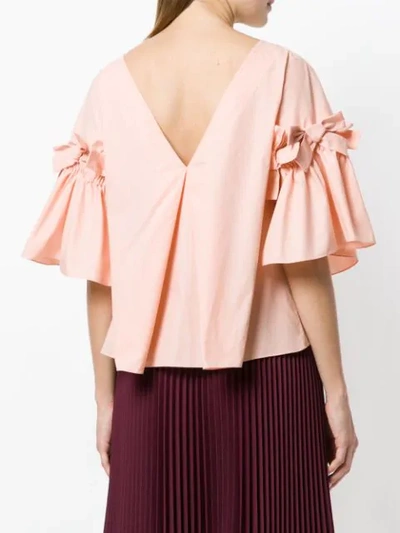 FENDI 蝴蝶结袖全棉罩衫 - 粉色