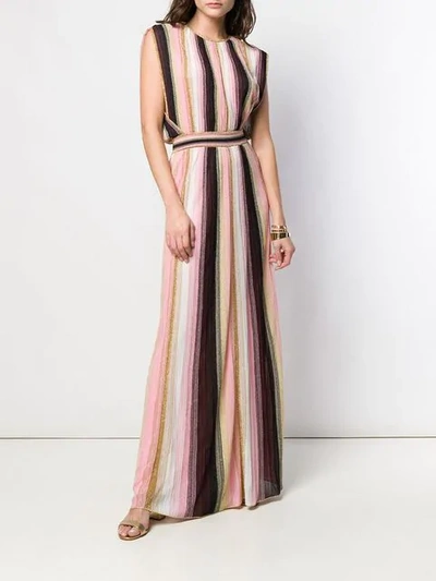 Shop M Missoni Striped Metallic Maxi Dress In Pink