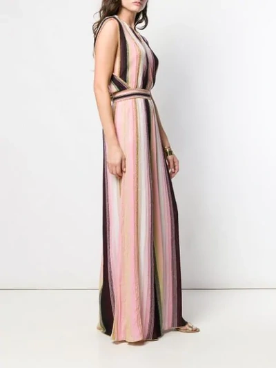 M MISSONI STRIPED METALLIC MAXI DRESS - 粉色